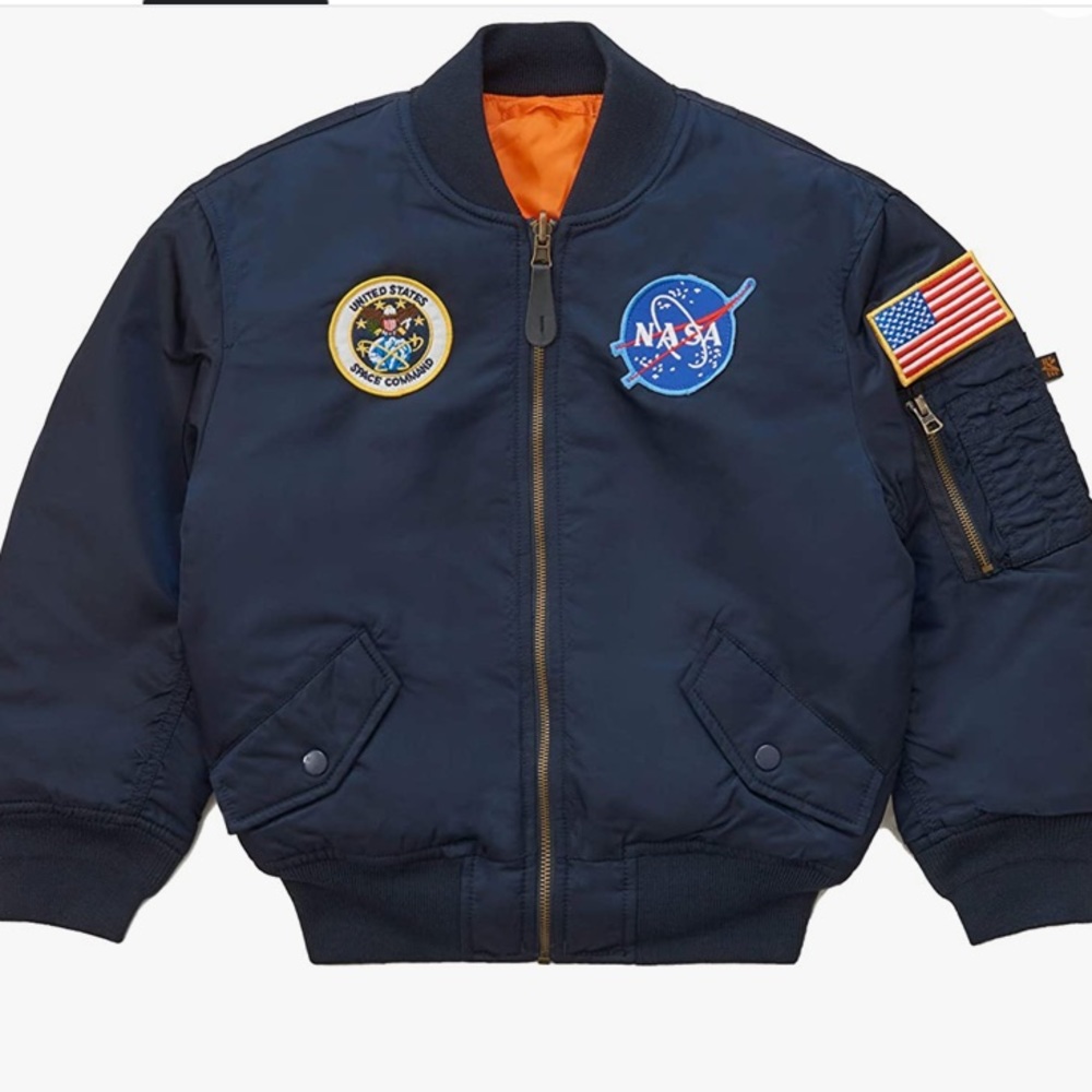 ALPHA INDUSTRIES Boys NASA MA-1 Bomber Jacket Medium 10/12